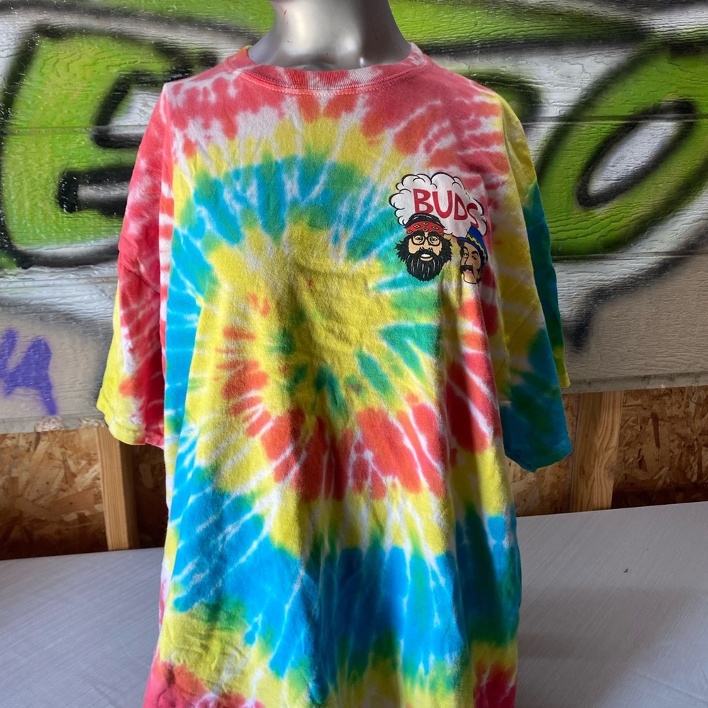 CHEECH & CHONG Buds Tie Dye Graphic Tee Smoke Large Adult Men's Nice Dreams